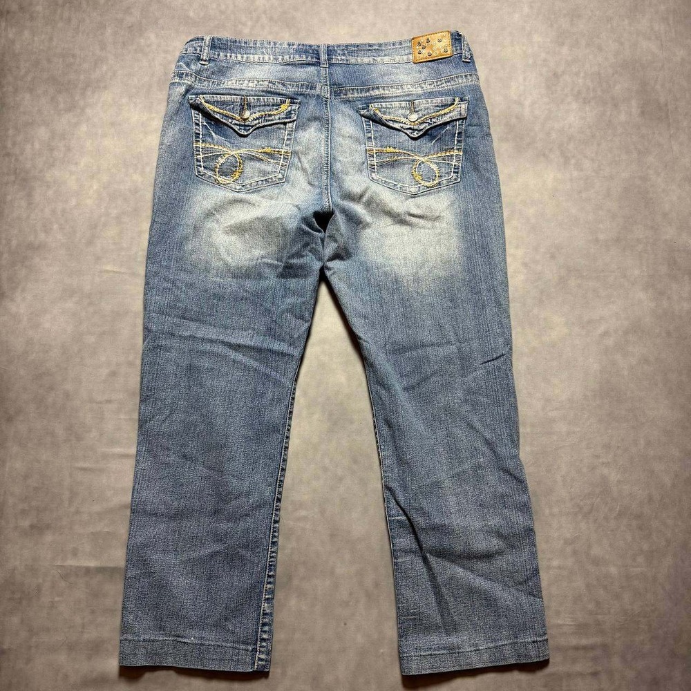 Revolt Straight Leg Jeans Womens 18 Blue Y2K Contrast Stitch Flap Pocket